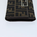 FENDI Zucca Canvas Wallet Black Brownyk12033