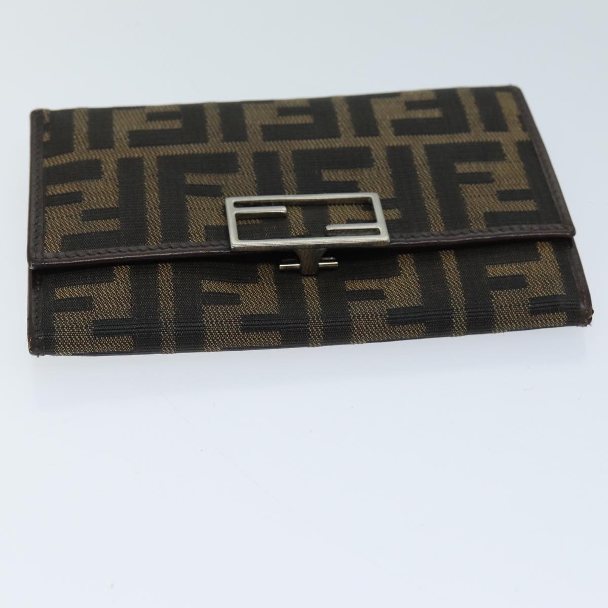 FENDI Zucca Canvas Wallet Black Brownyk12033
