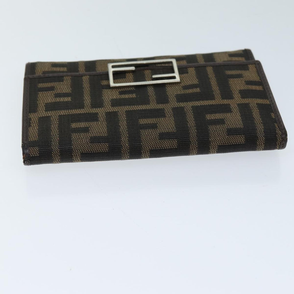 FENDI Zucca Canvas Wallet Black Brownyk12033
