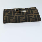 FENDI Zucca Canvas Wallet Black Brownyk12033