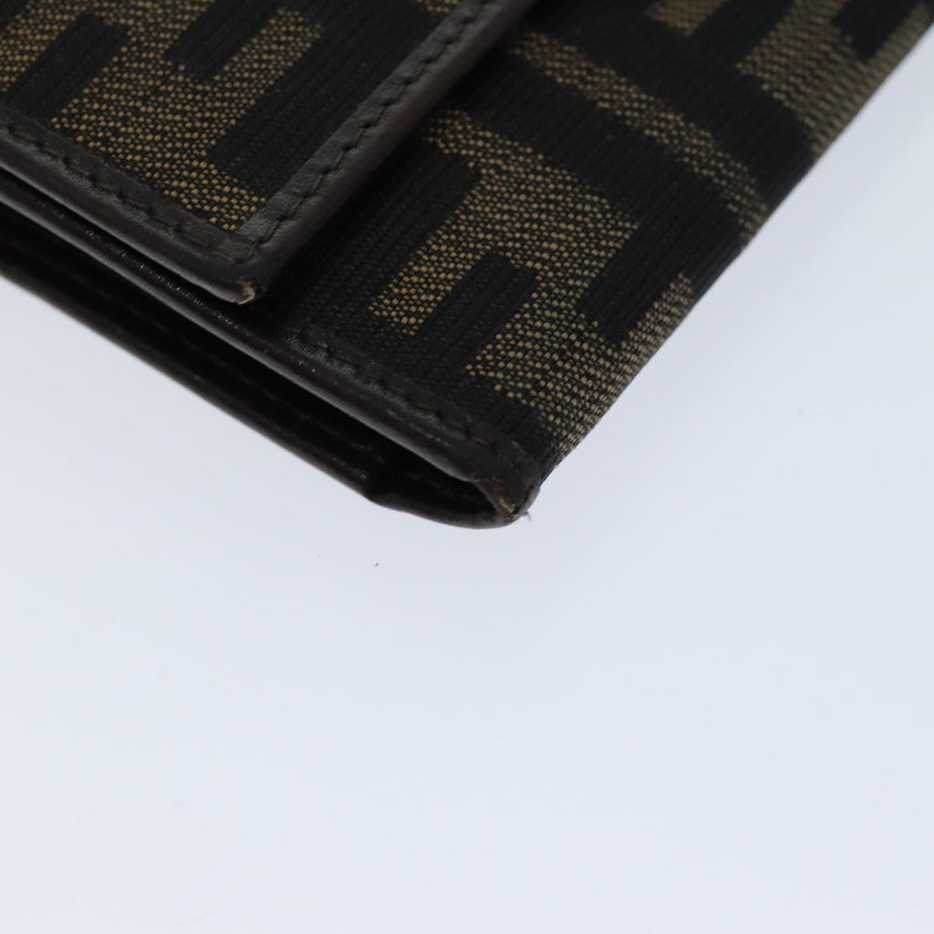FENDI Zucca Canvas Wallet Black Brownyk12033