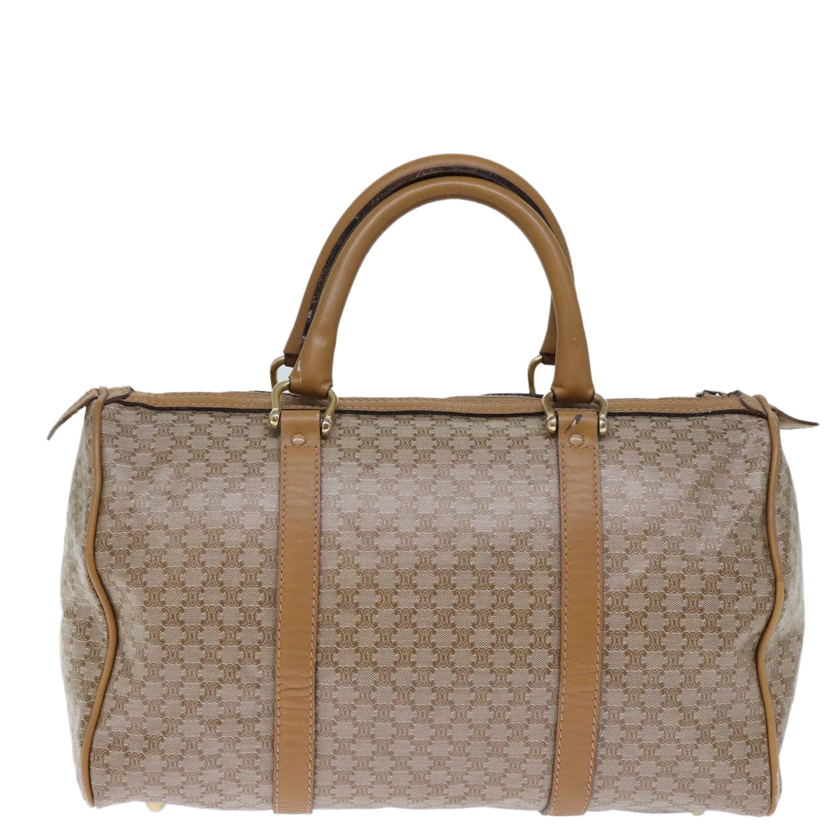 CELINE Macadam Canvas Boston Bag Beige 12053