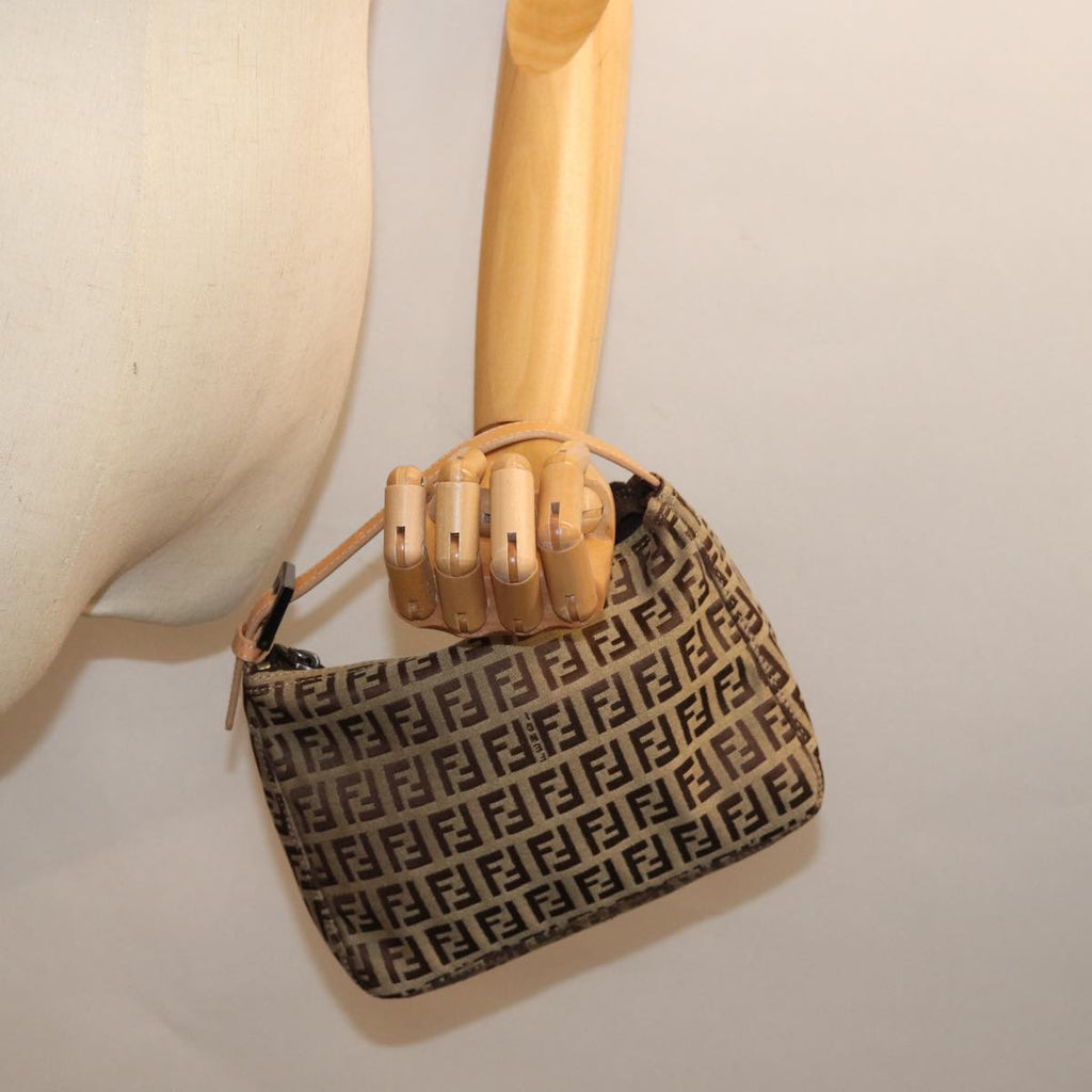 FENDI Zucchino Canvas Hand Bag Beigeyk12110