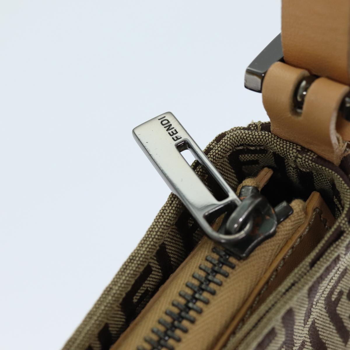 FENDI Zucchino Canvas Hand Bag Beigeyk12117