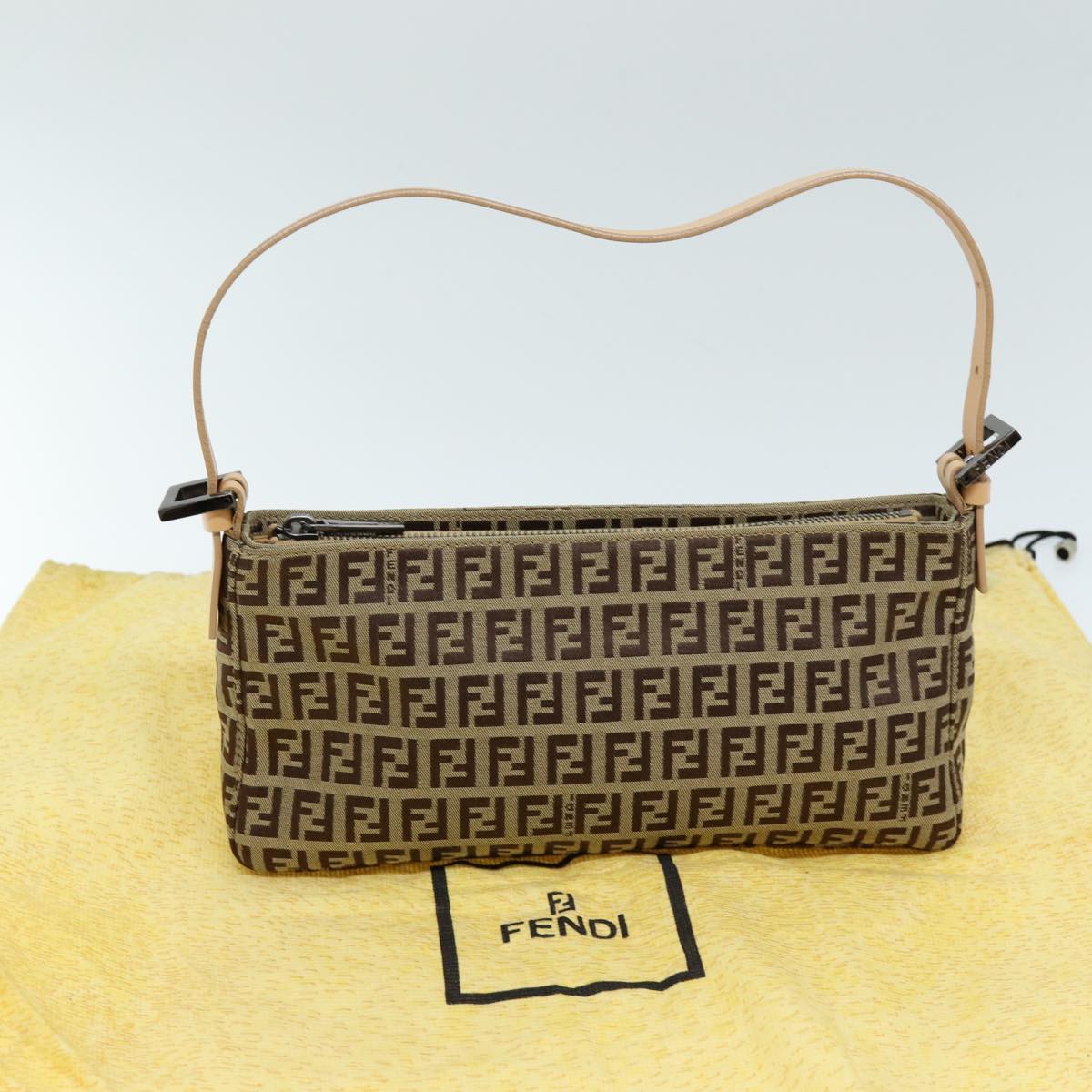 FENDI Zucchino Canvas Hand Bag Beigeyk12117