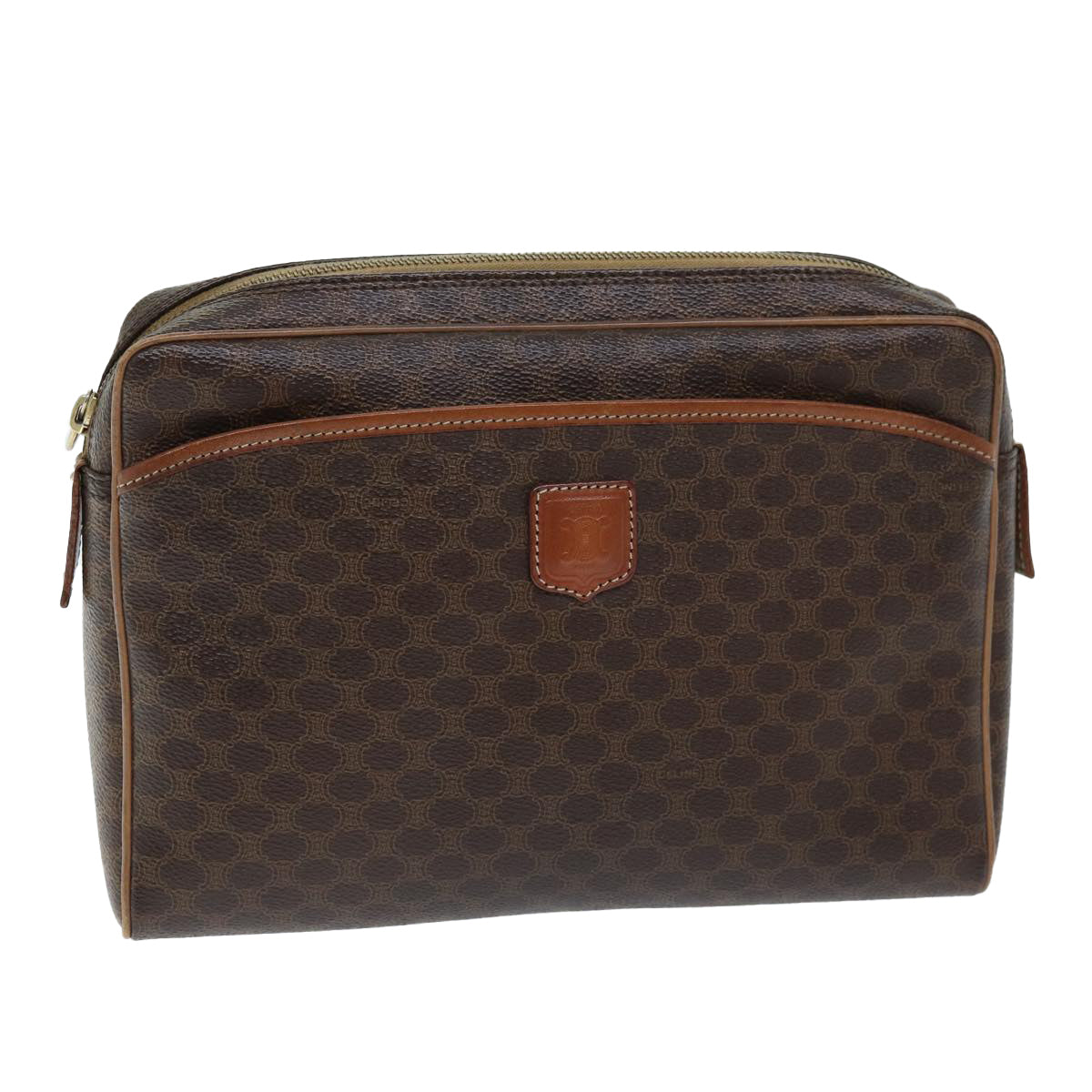 CELINE Macadam Canvas Clutch Bag PVC Brown 12150