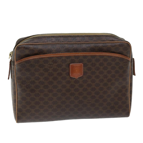 CELINE Macadam Canvas Clutch Bag PVC Brown 12150