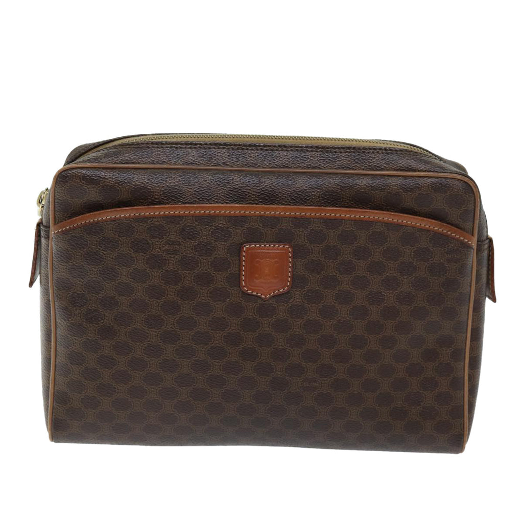 CELINE Macadam Canvas Clutch Bag PVC Brown 12150