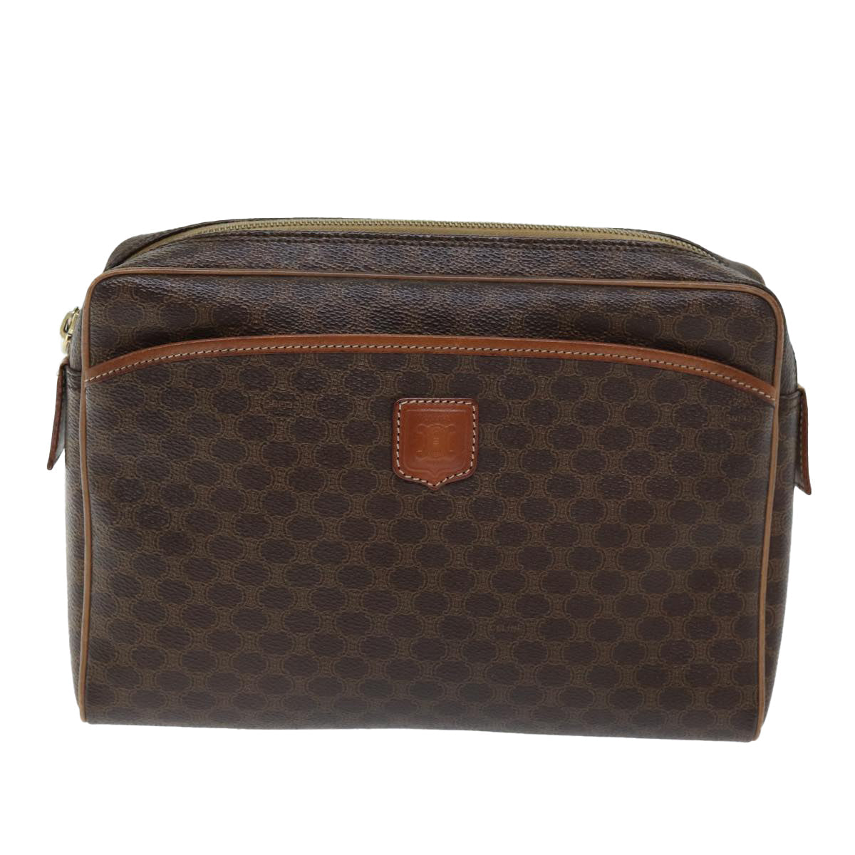 CELINE Macadam Canvas Clutch Bag PVC Brown 12150