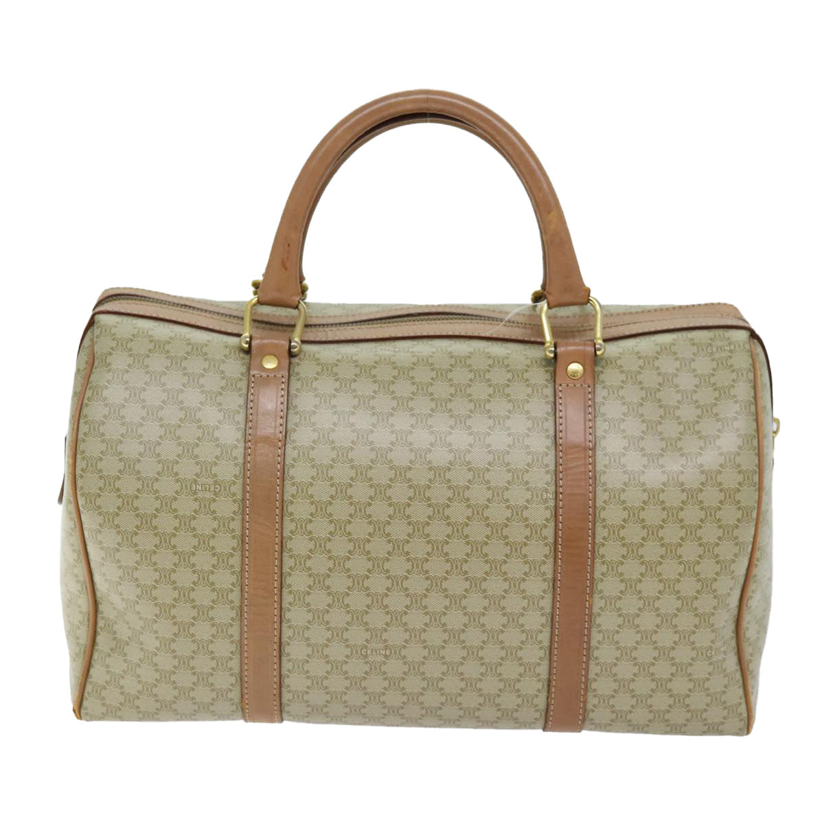 CELINE Macadam Canvas Boston Bag Beige 12162