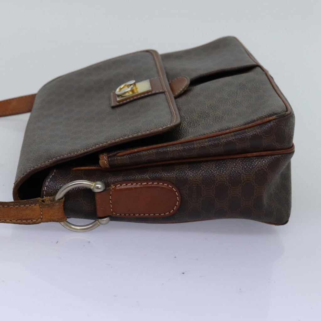 CELINE Macadam Canvas Shoulder Bag PVC Brown Auth yk12235