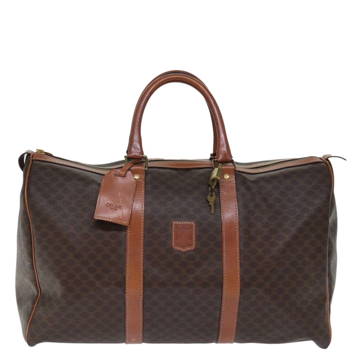 CELINE Macadam Canvas Boston Bag PVC Brown 12245