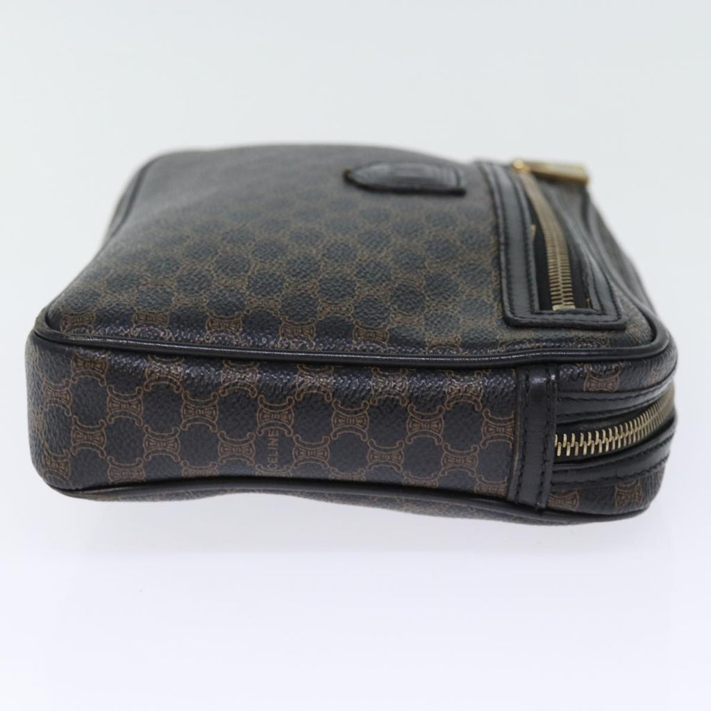 CELINE Macadam Canvas Clutch Bag PVC Black Auth yk12275