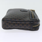 CELINE Macadam Canvas Clutch Bag PVC Black Auth yk12275