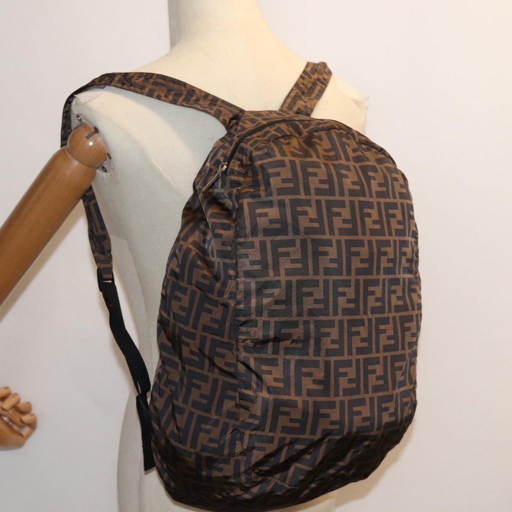 FENDI Zucca Canvas Backpack Nylon Brown Blackyk12282