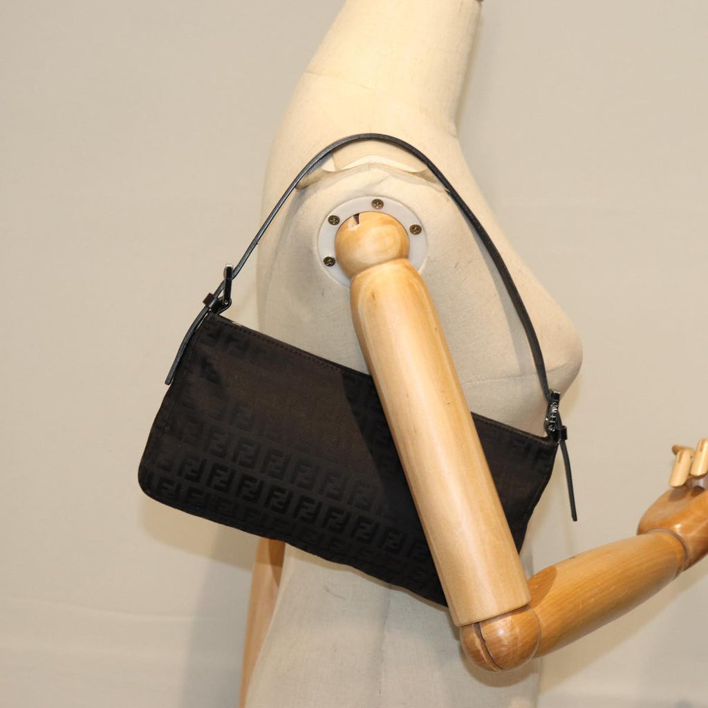 FENDI Zucchino Canvas Hand Bag Blackyk12317