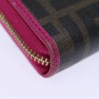 FENDI Zucca Canvas Long Wallet Black Brownyk12323