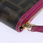 FENDI Zucca Canvas Long Wallet Black Brownyk12323