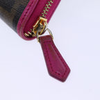 FENDI Zucca Canvas Long Wallet Black Brownyk12323