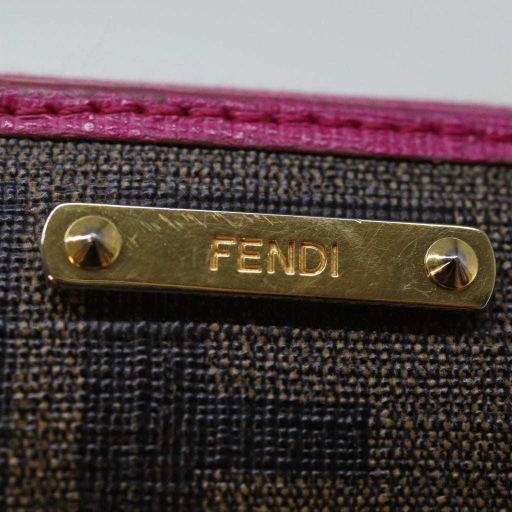 FENDI Zucca Canvas Long Wallet Black Brownyk12323