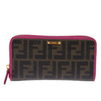 FENDI Zucca Canvas Long Wallet Black Brownyk12323