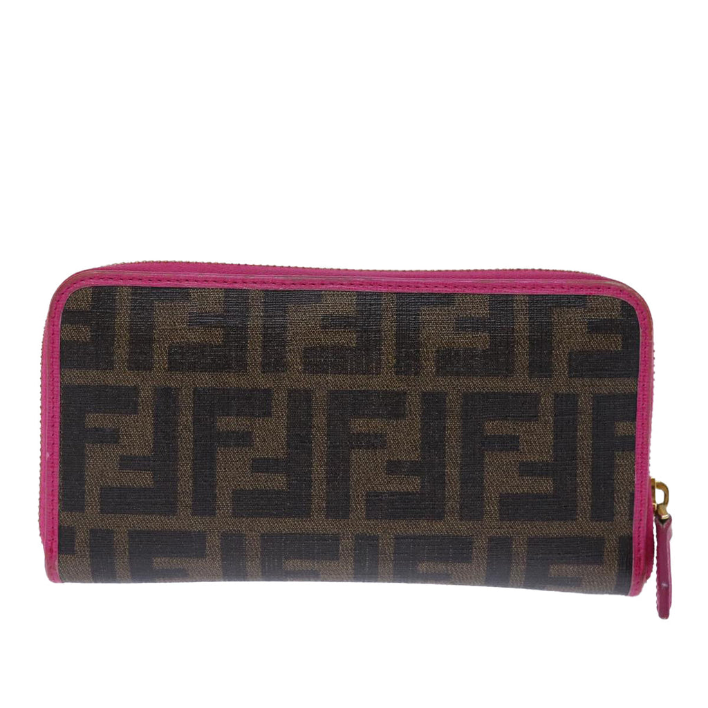 FENDI Zucca Canvas Long Wallet Black Brownyk12323