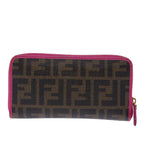 FENDI Zucca Canvas Long Wallet Black Brownyk12323