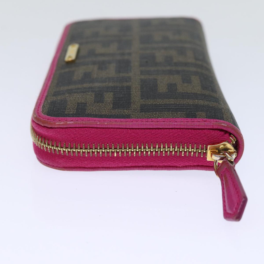 FENDI Zucca Canvas Long Wallet Black Brownyk12323