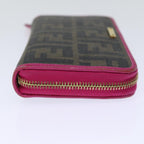 FENDI Zucca Canvas Long Wallet Black Brownyk12323