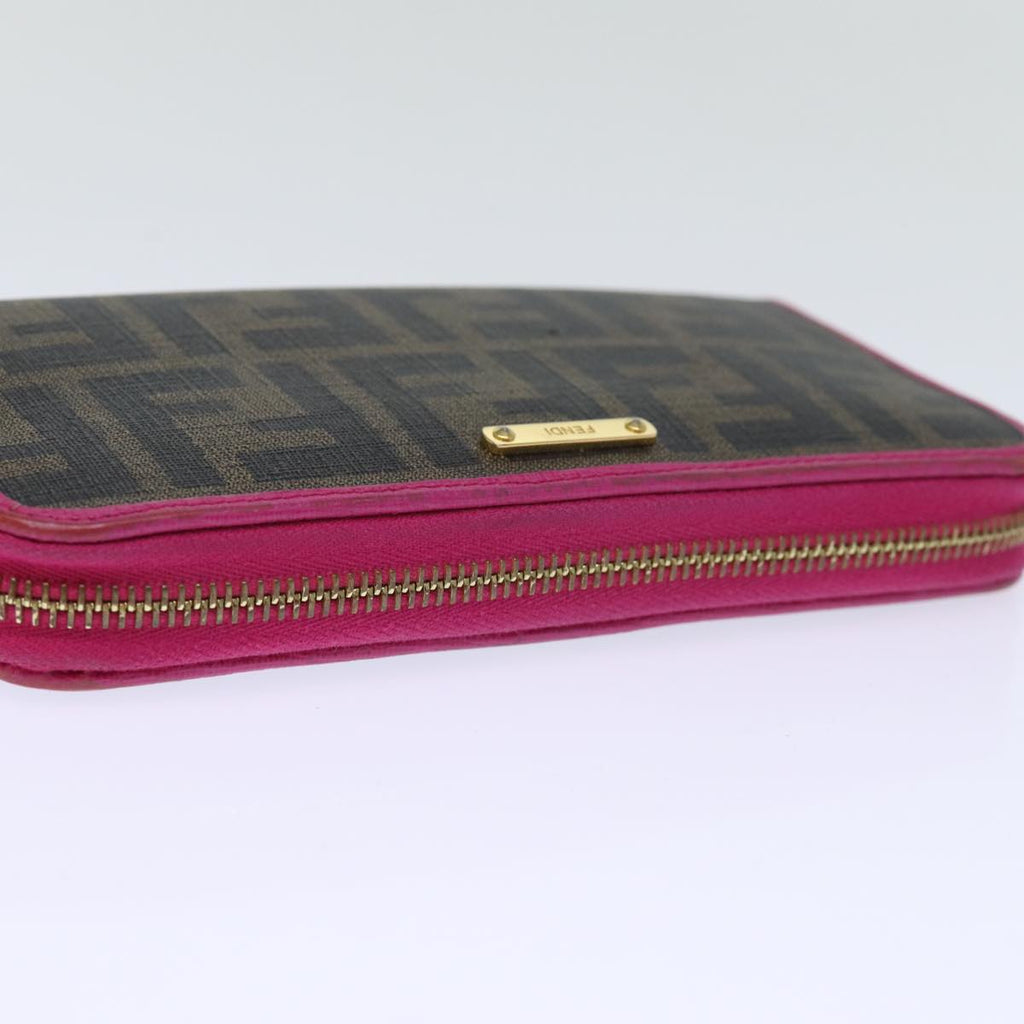 FENDI Zucca Canvas Long Wallet Black Brownyk12323