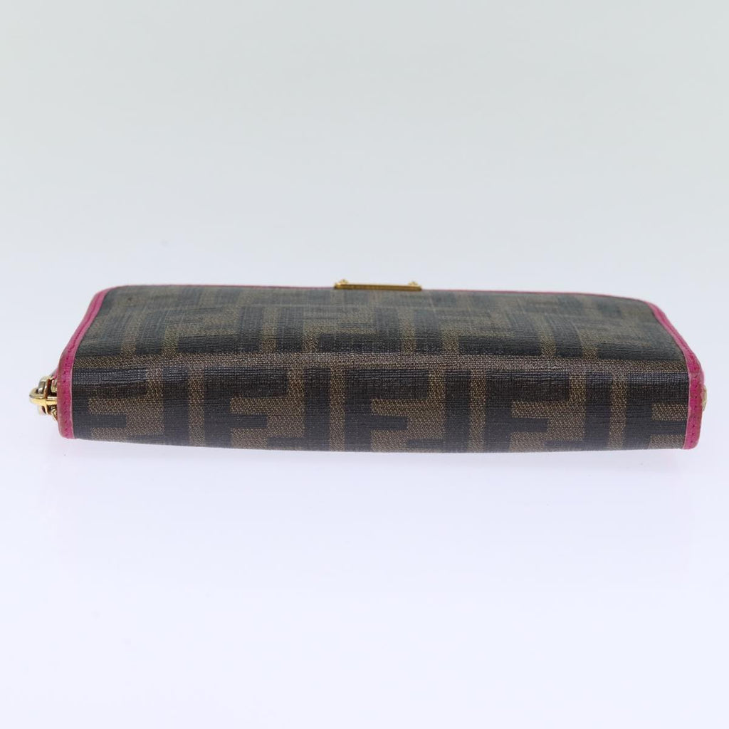 FENDI Zucca Canvas Long Wallet Black Brownyk12323