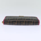 FENDI Zucca Canvas Long Wallet Black Brownyk12323