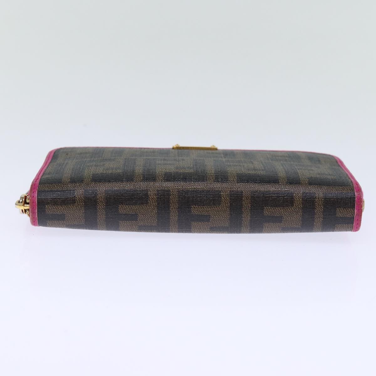 FENDI Zucca Canvas Long Wallet Black Brownyk12323