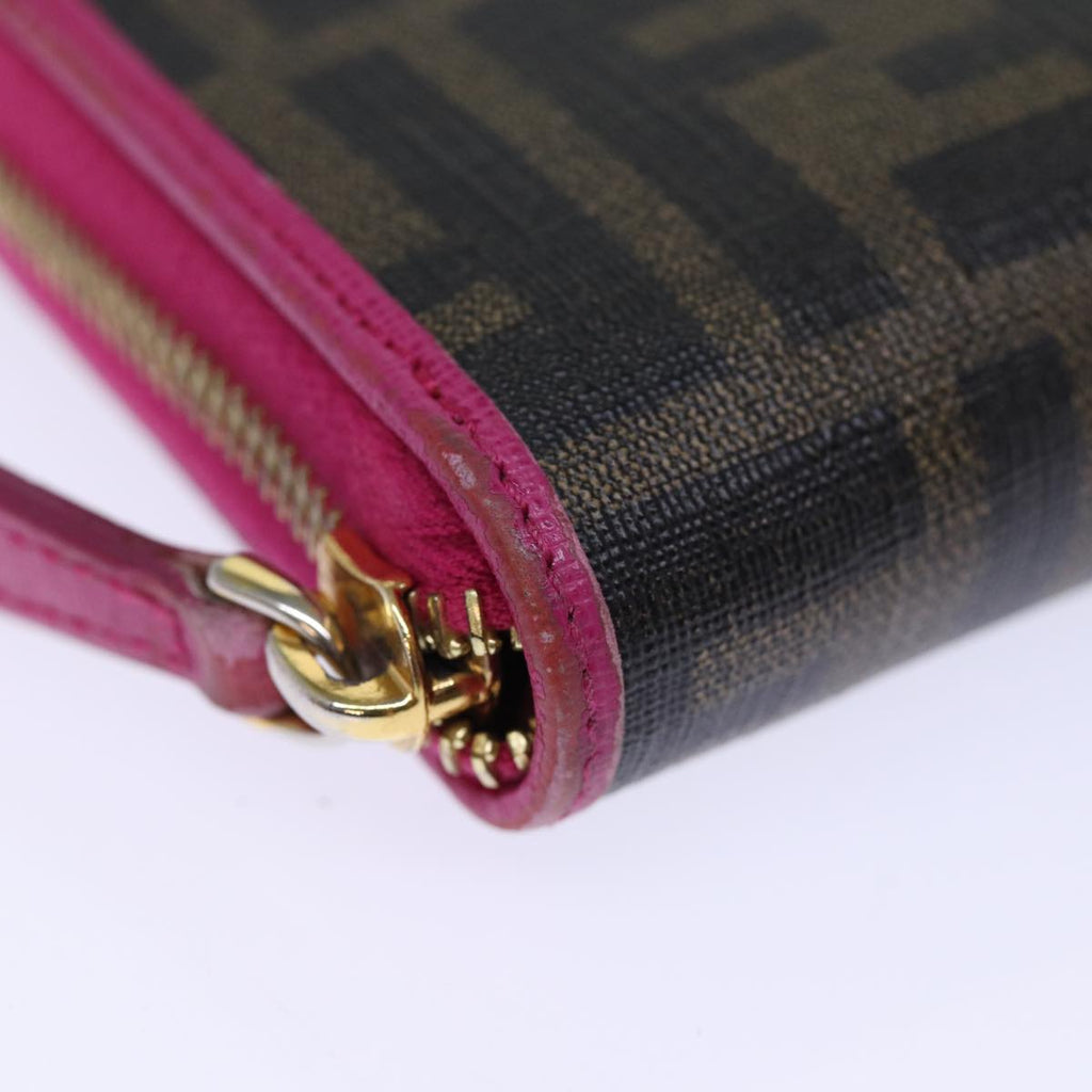 FENDI Zucca Canvas Long Wallet Black Brownyk12323