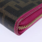 FENDI Zucca Canvas Long Wallet Black Brownyk12323