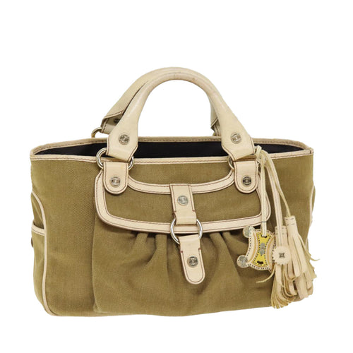 CELINE Boogie bag Hand Bag Canvas Brown 12351