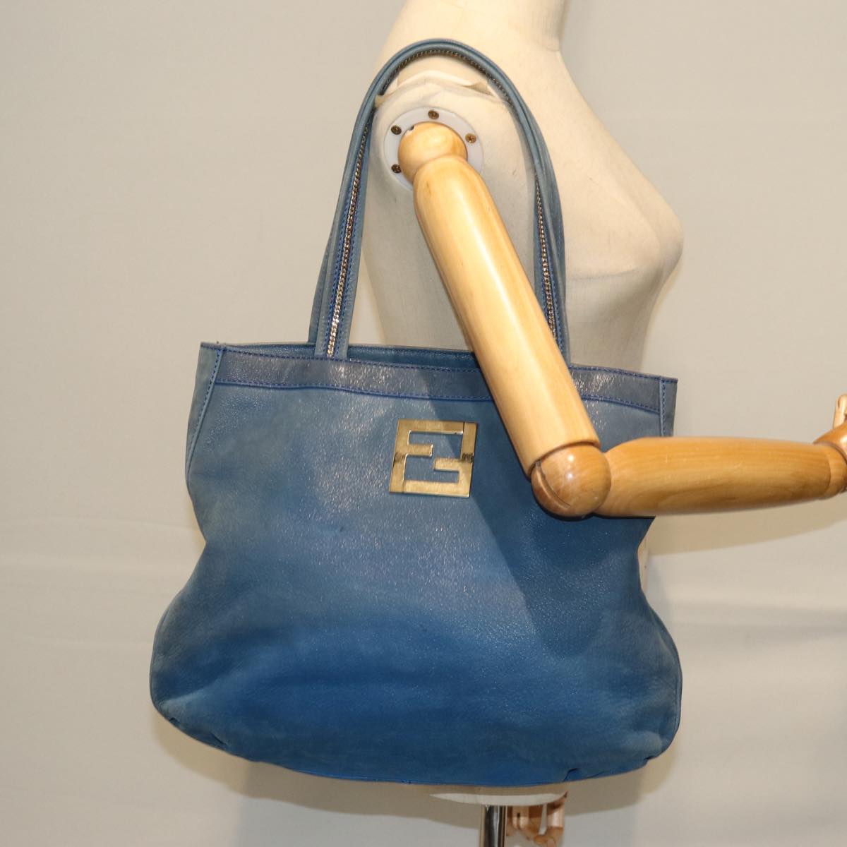 FENDI Tote Bag Leather Blueyk12353
