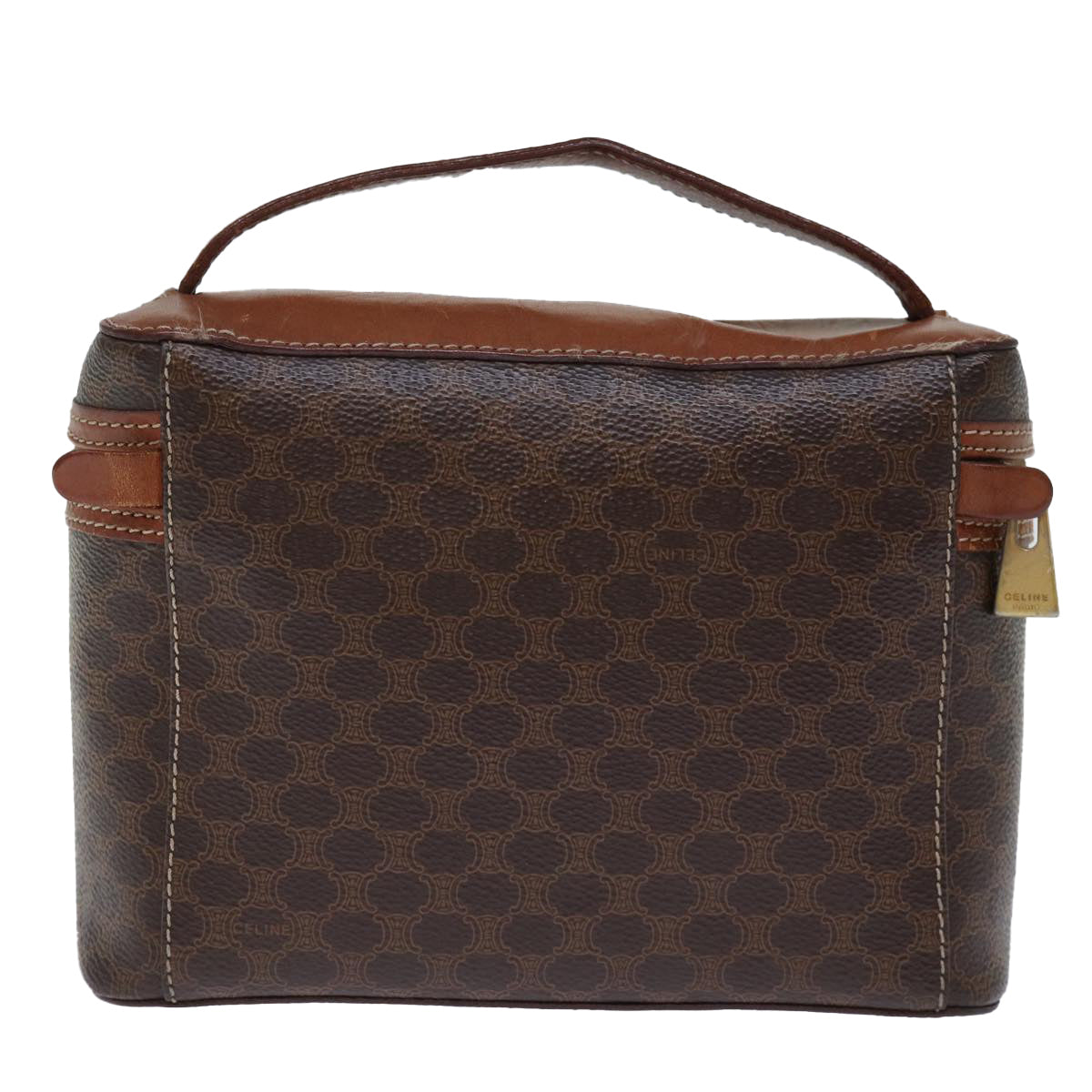 CELINE Macadam Canvas Vanity Hand Bag PVC Brown Auth yk12373