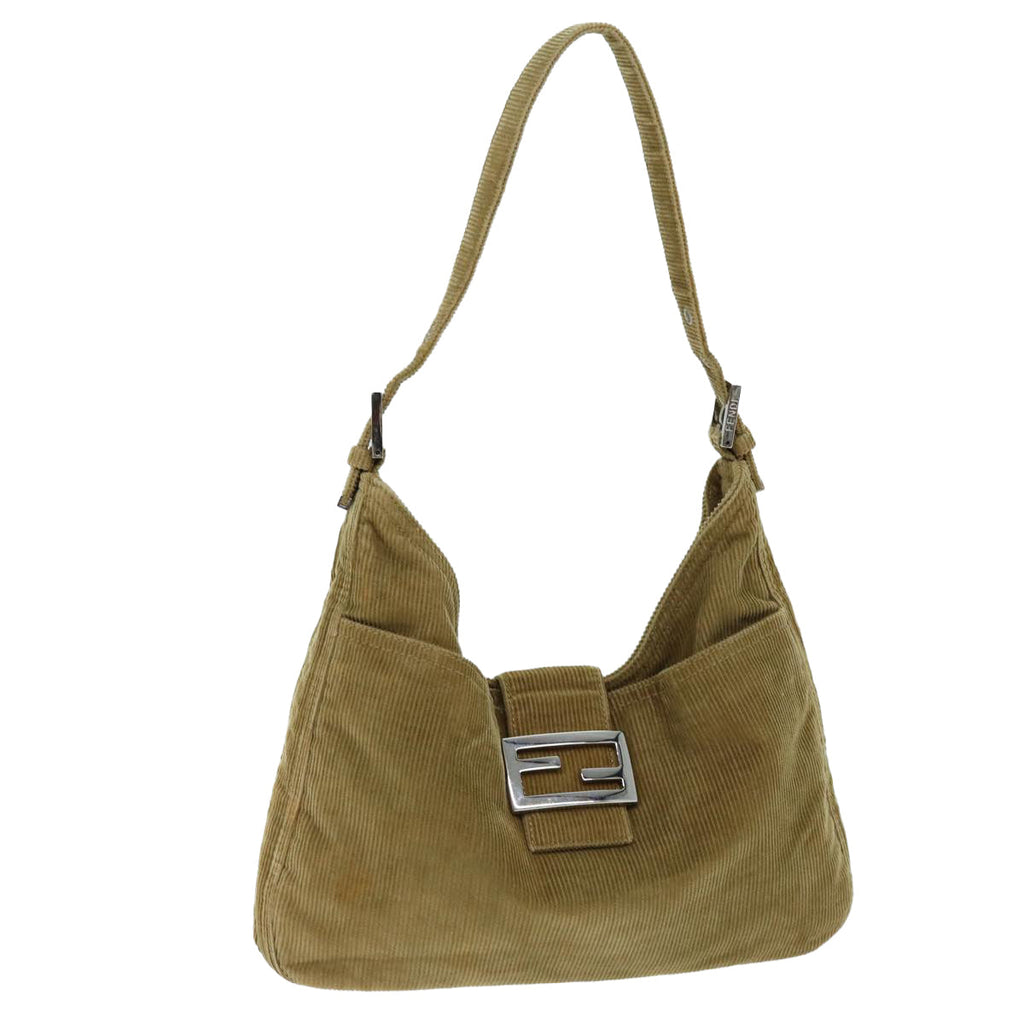 FENDI Mamma Baguette Shoulder Bag Corduroy Brownyk12382