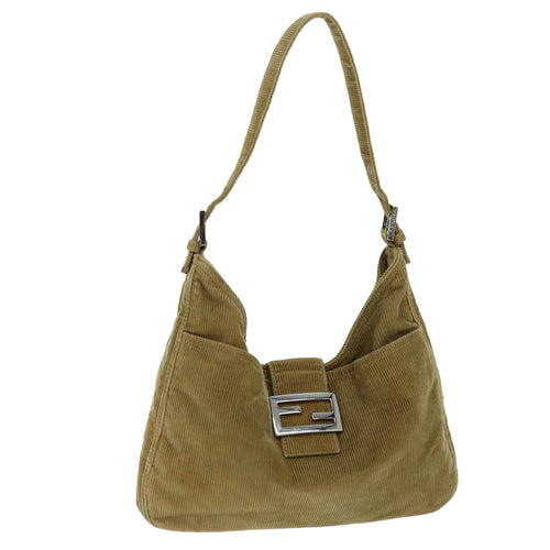 FENDI Mamma Baguette Shoulder Bag Corduroy Brownyk12382