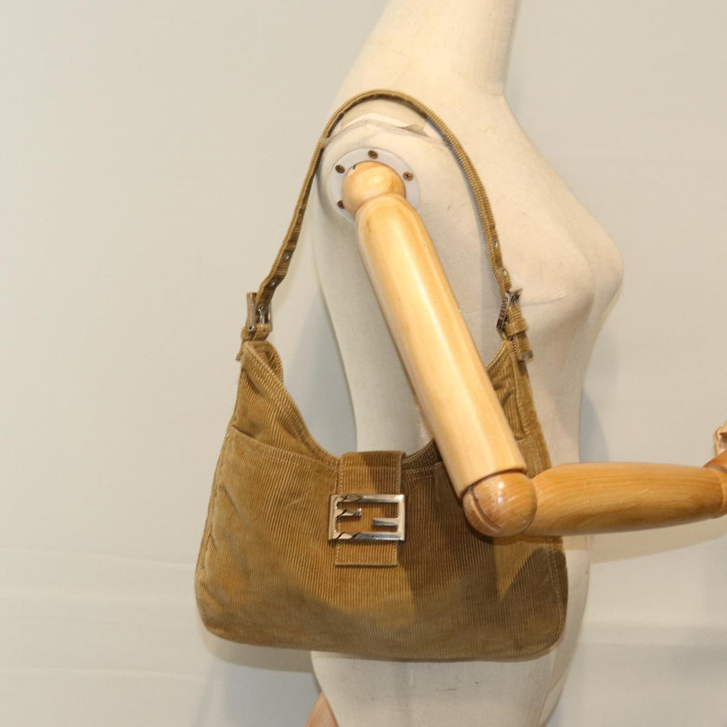 FENDI Mamma Baguette Shoulder Bag Corduroy Brownyk12382