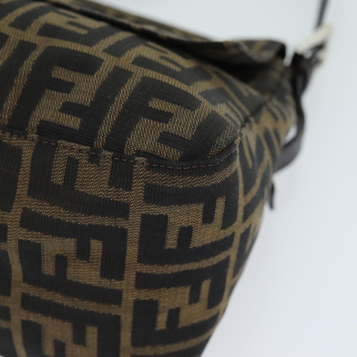 FENDI Zucca Canvas Mamma Baguette Shoulder Bag Black Brownyk12425