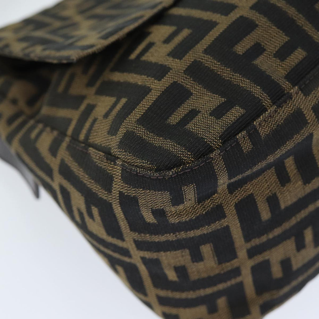 FENDI Zucca Canvas Mamma Baguette Shoulder Bag Black Brownyk12425