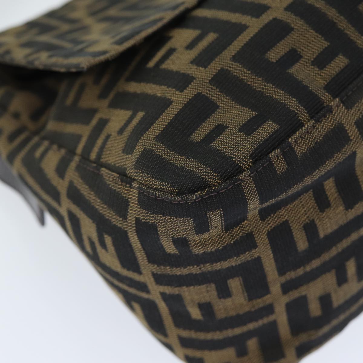 FENDI Zucca Canvas Mamma Baguette Shoulder Bag Black Brownyk12425