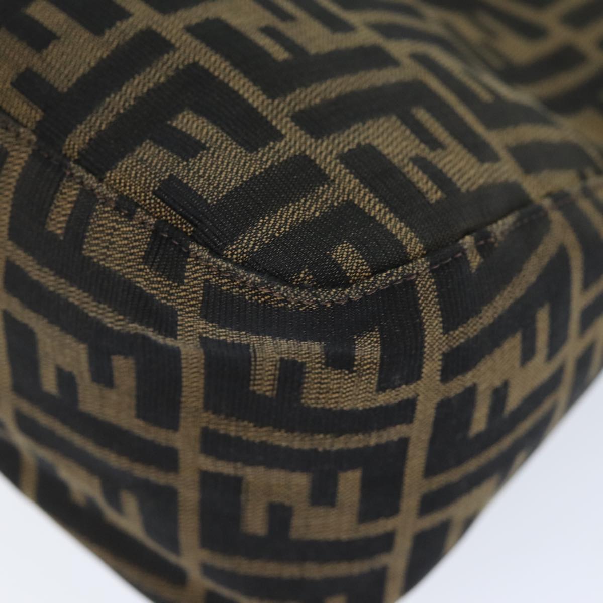 FENDI Zucca Canvas Mamma Baguette Shoulder Bag Black Brownyk12425