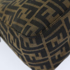 FENDI Zucca Canvas Mamma Baguette Shoulder Bag Black Brownyk12425