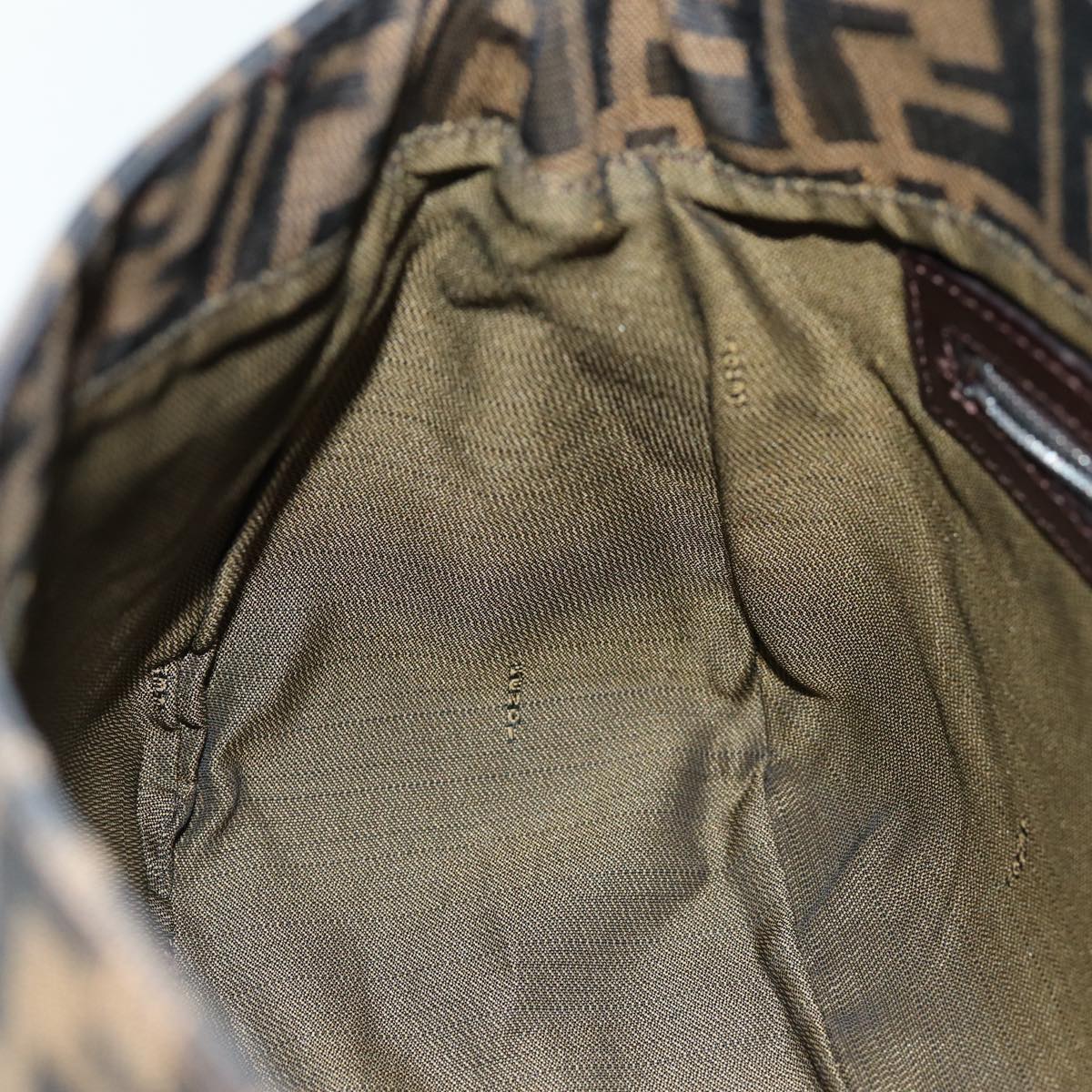 FENDI Zucca Canvas Mamma Baguette Shoulder Bag Black Brownyk12425