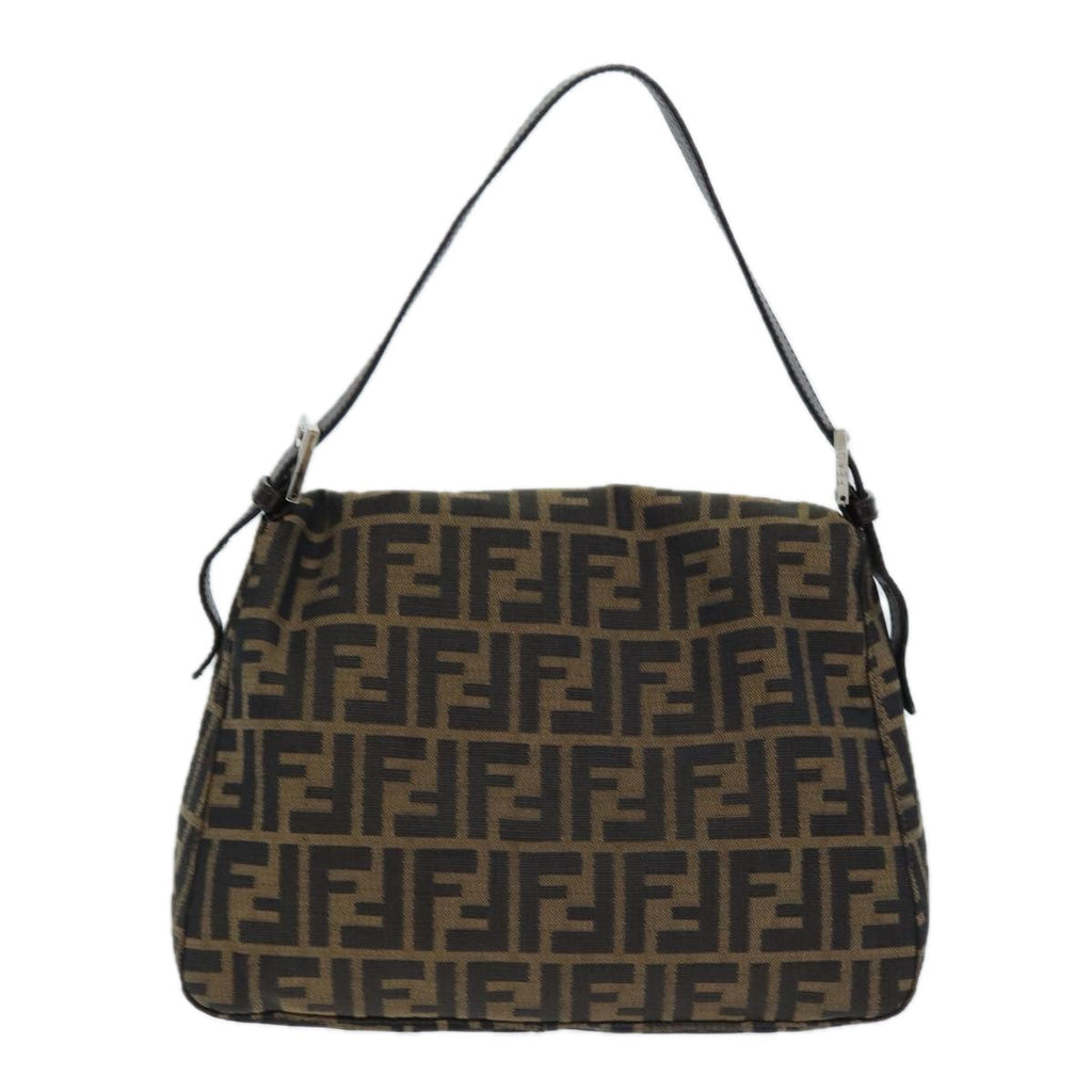 FENDI Zucca Canvas Mamma Baguette Shoulder Bag Black Brownyk12425