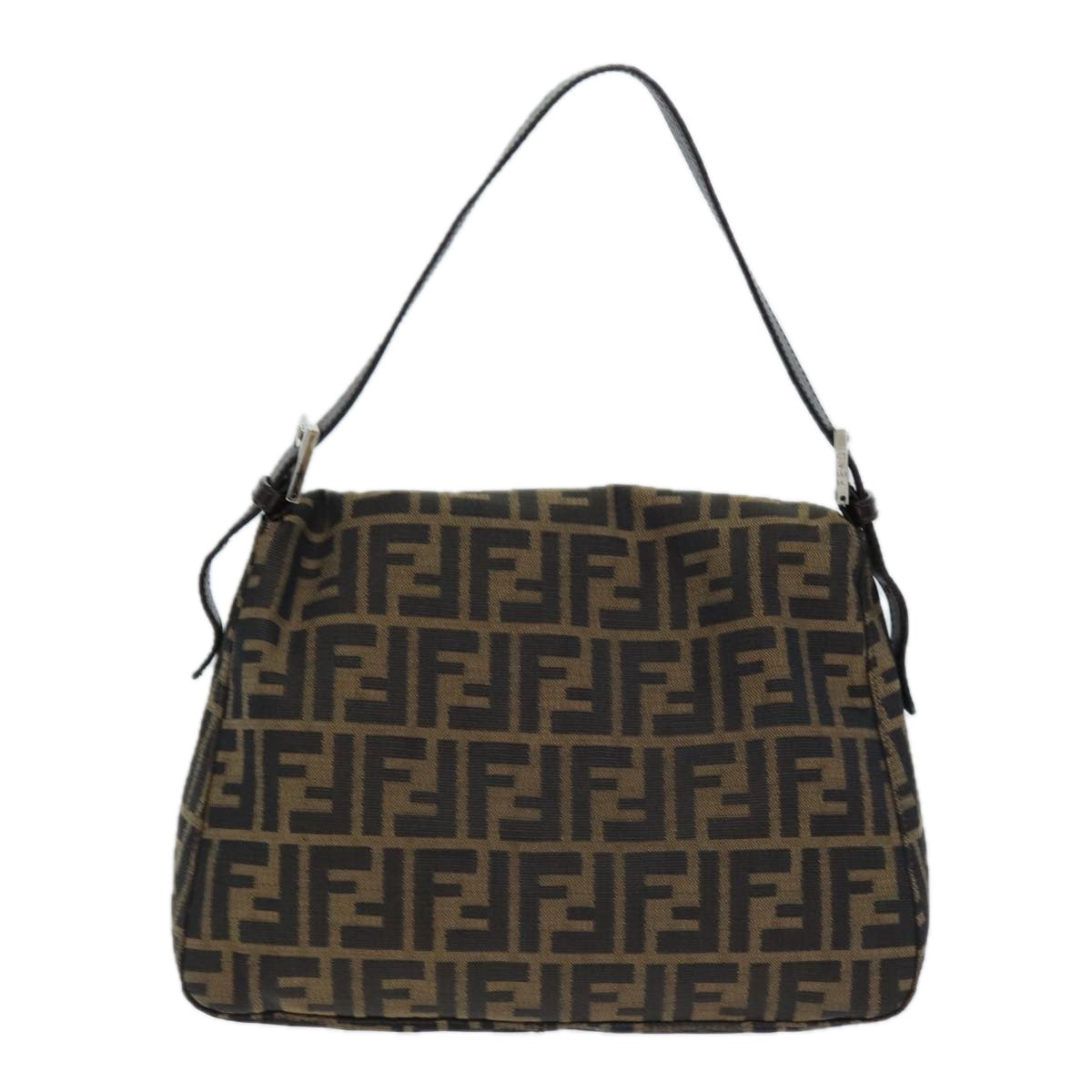 FENDI Zucca Canvas Mamma Baguette Shoulder Bag Black Brownyk12425