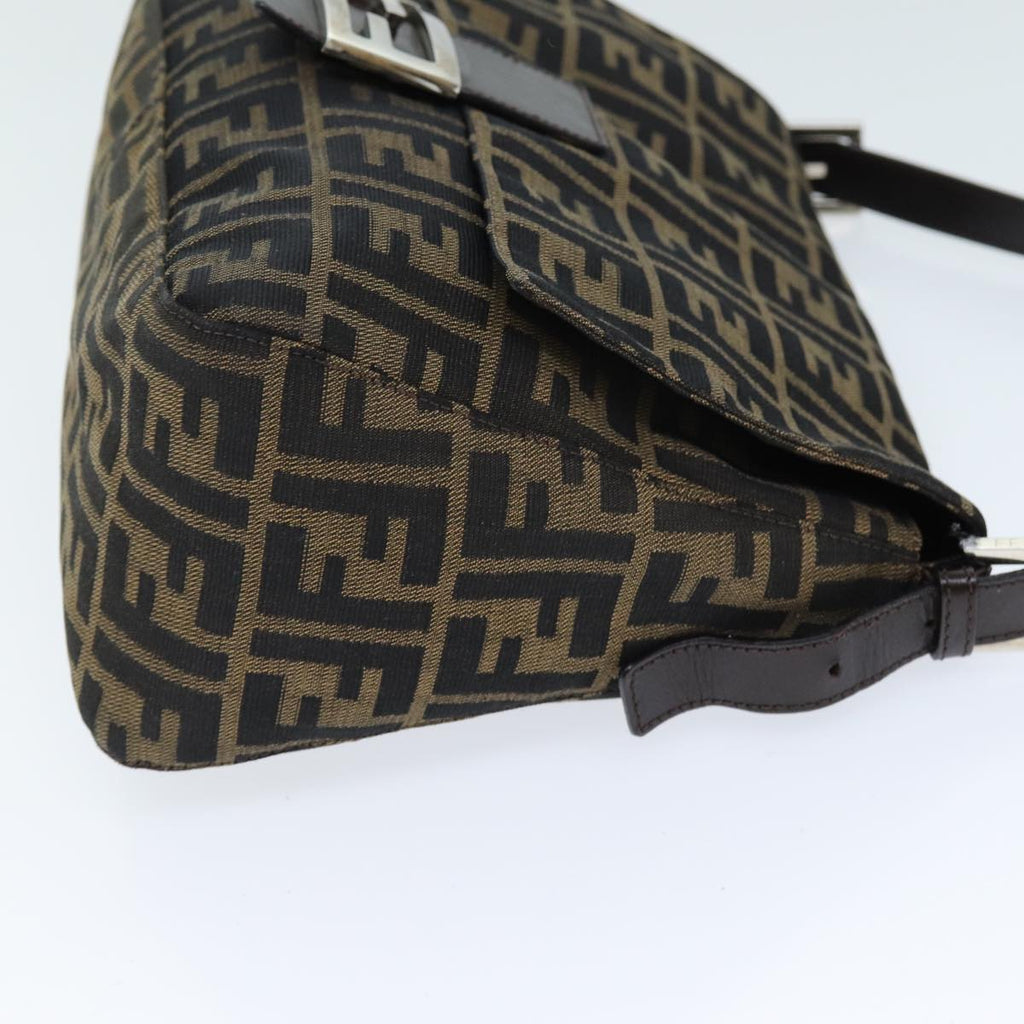 FENDI Zucca Canvas Mamma Baguette Shoulder Bag Black Brownyk12425